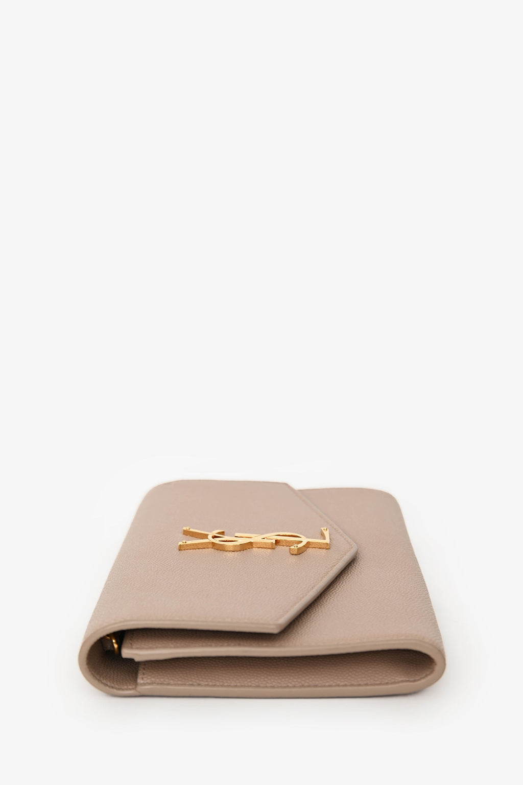 Saint Laurent 2021 Beige Grain De Poudre Leather Uptown Chain Wallet