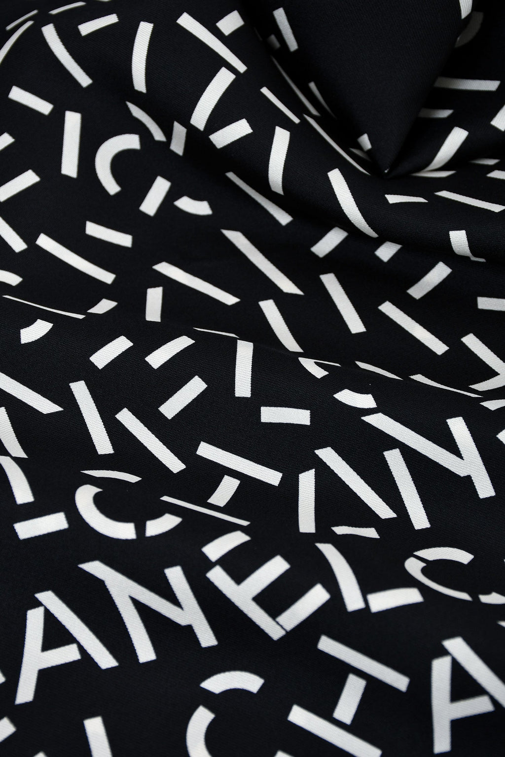 Pre-Loved Chanel™ Black/White Silk Logo Square Scarf