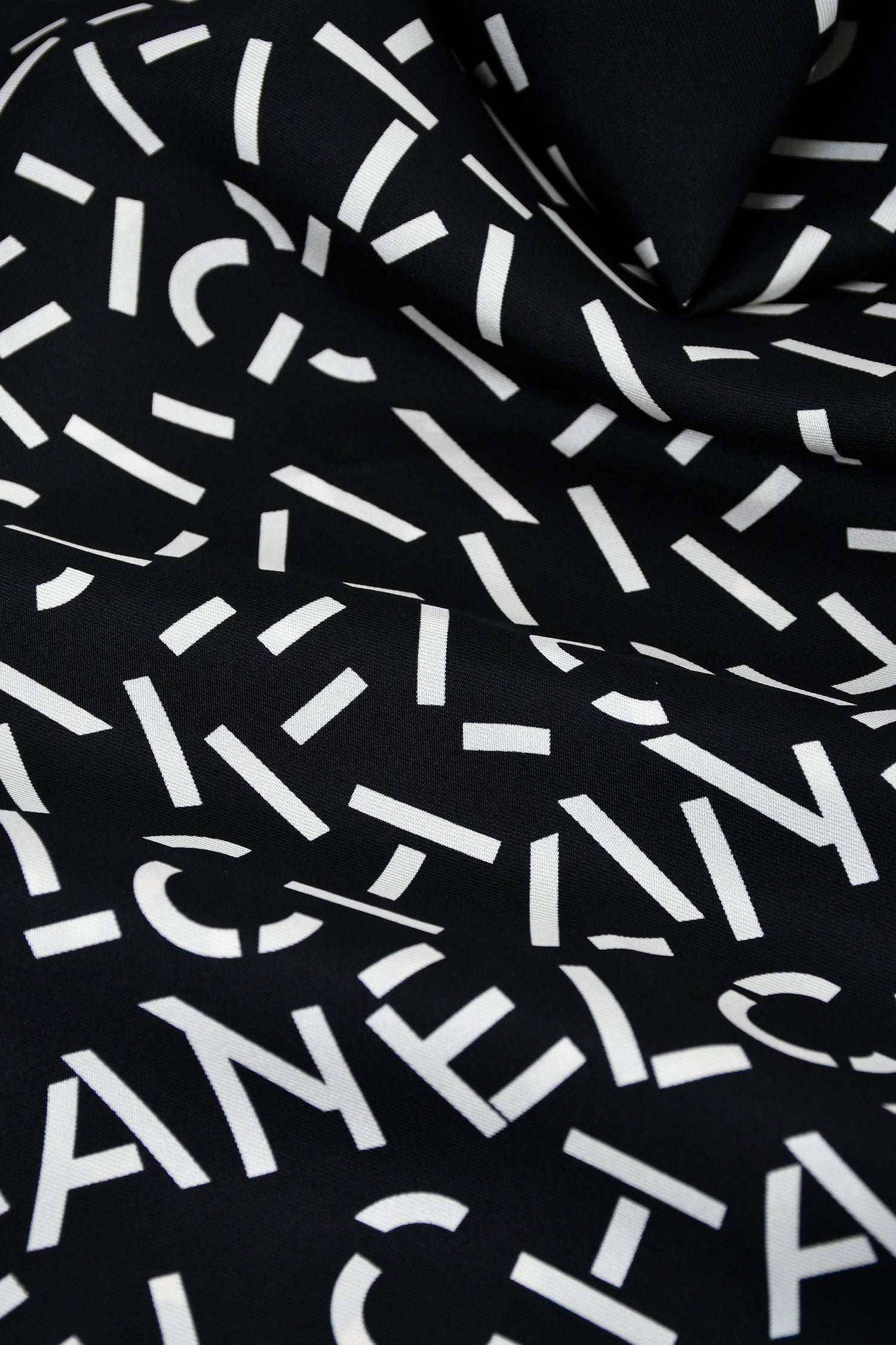 Pre-Loved Chanel™ Black/White Silk Logo Square Scarf