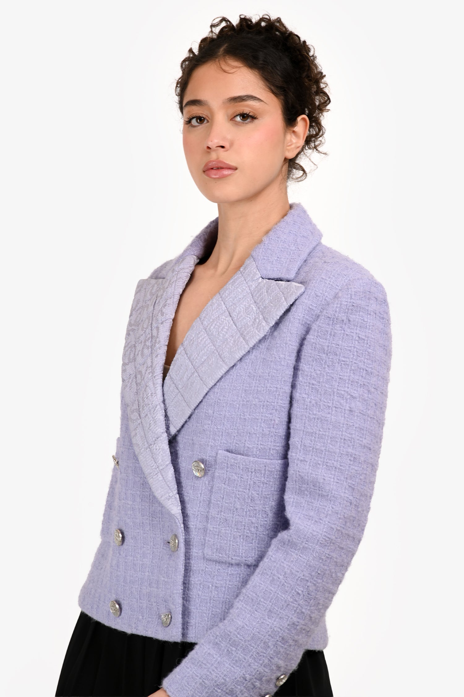 Pre-Loved Chanel™ 2021 Runway Purple Wool Double Breasted Blazer Size 38