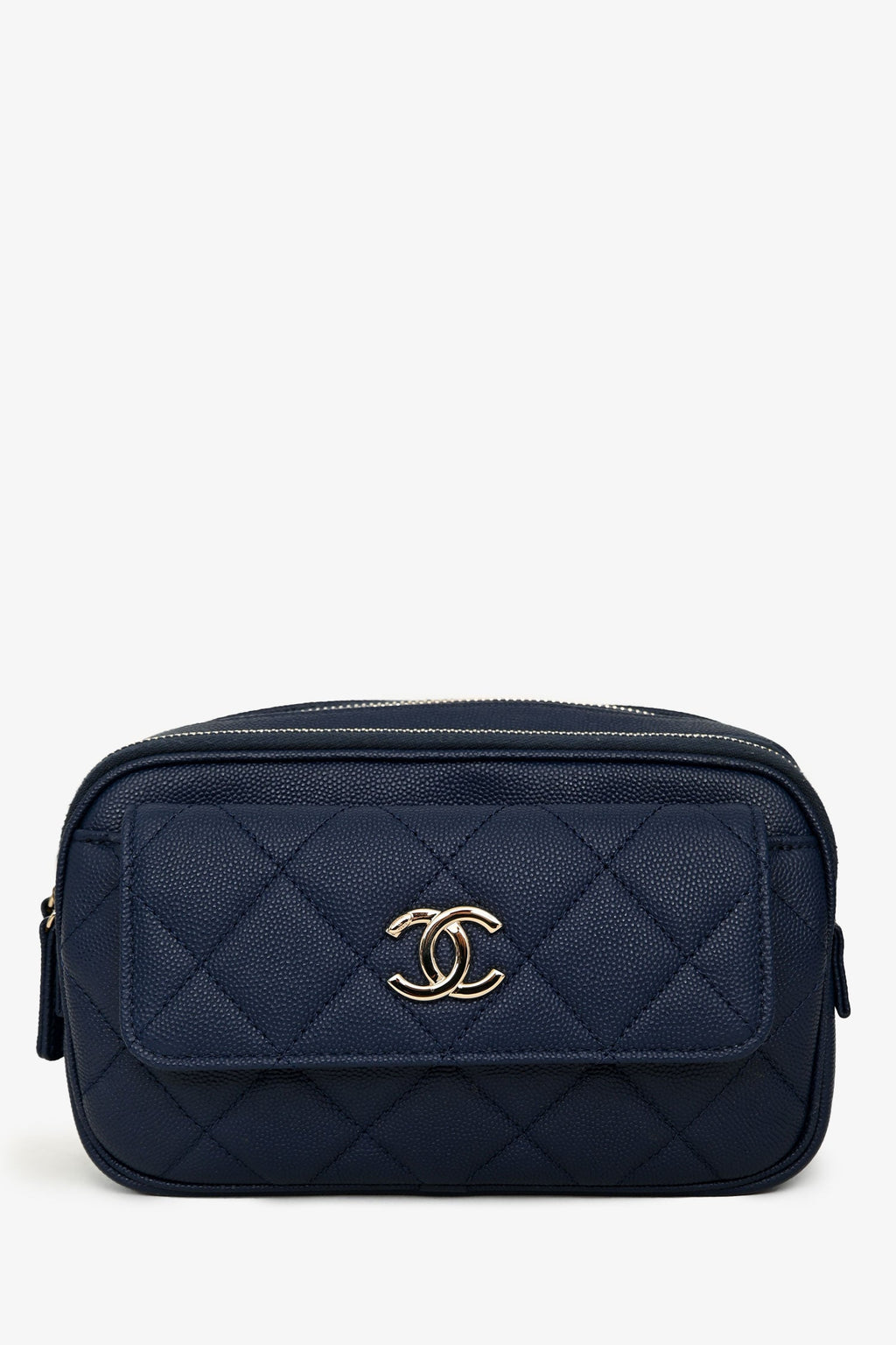 Pre-Loved Chanel™ 2019-20 Navy Caviar Leather Casual Trip Belt Bag With Insert