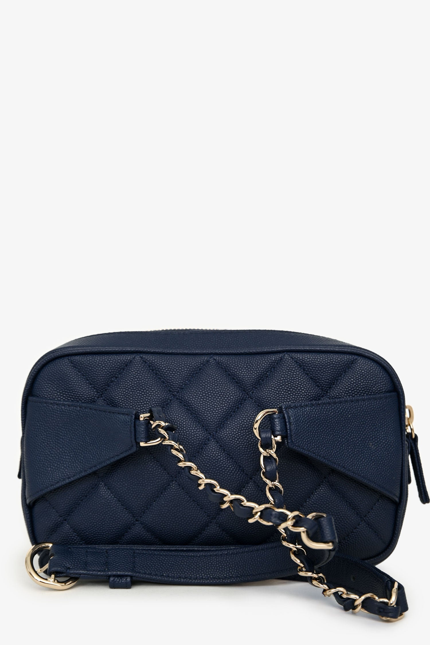 Pre-Loved Chanel™ 2019-20 Navy Caviar Leather Casual Trip Belt Bag With Insert