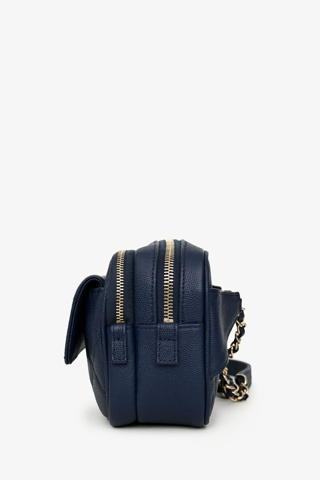 Pre-Loved Chanel™ 2019-20 Navy Caviar Leather Casual Trip Belt Bag With Insert