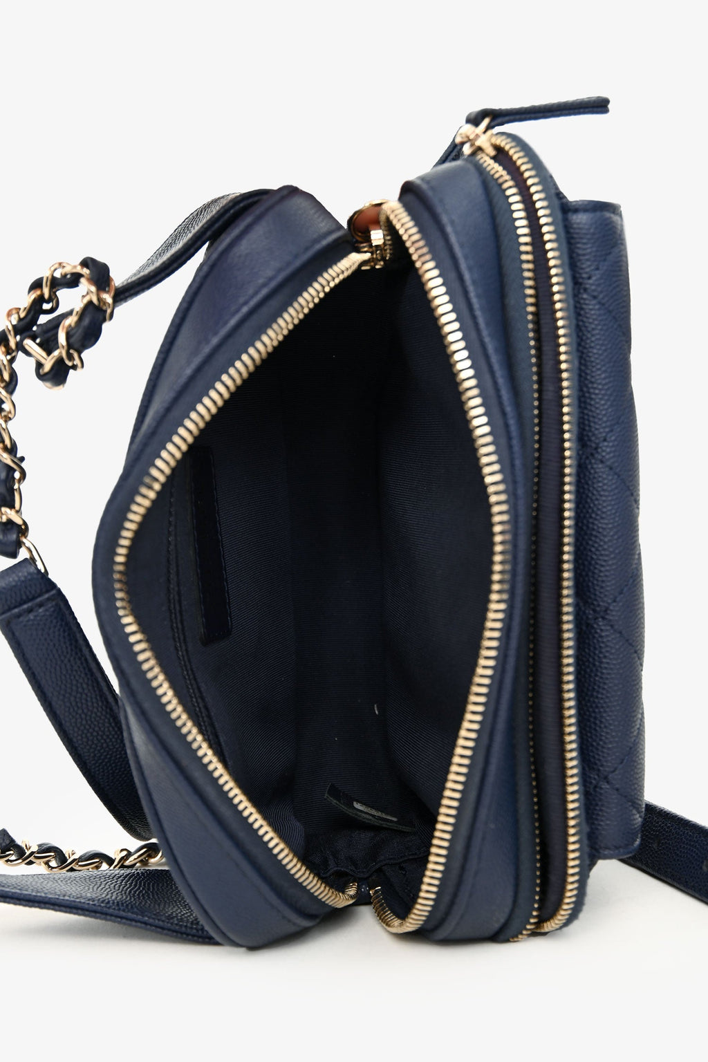 Pre-Loved Chanel™ 2019-20 Navy Caviar Leather Casual Trip Belt Bag With Insert