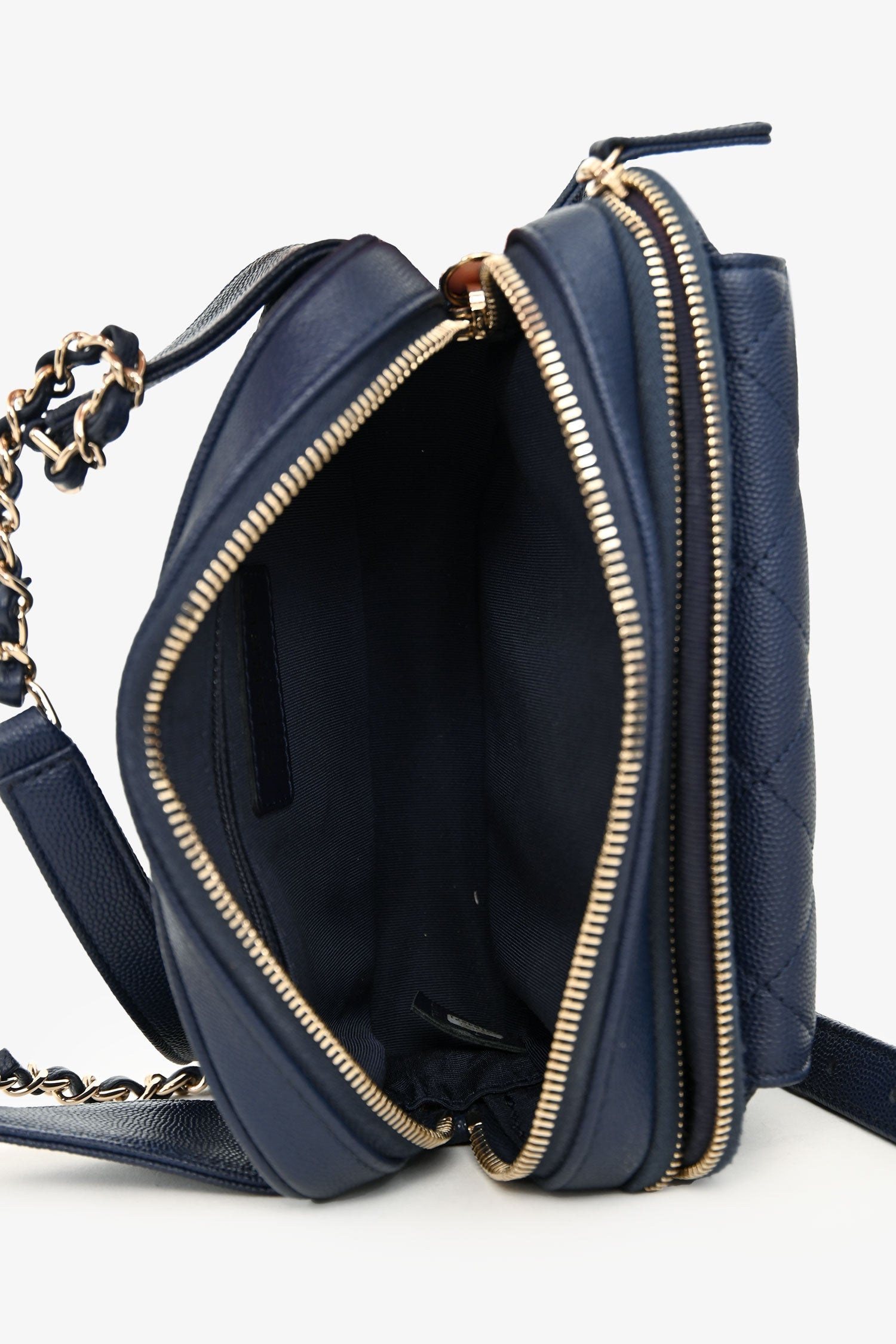 Pre-Loved Chanel™ 2019-20 Navy Caviar Leather Casual Trip Belt Bag With Insert
