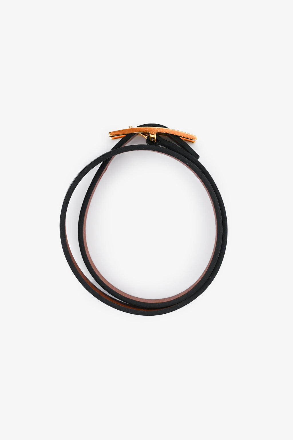 Hermès Black Leather Behapi Double Tour Bracelet GHW