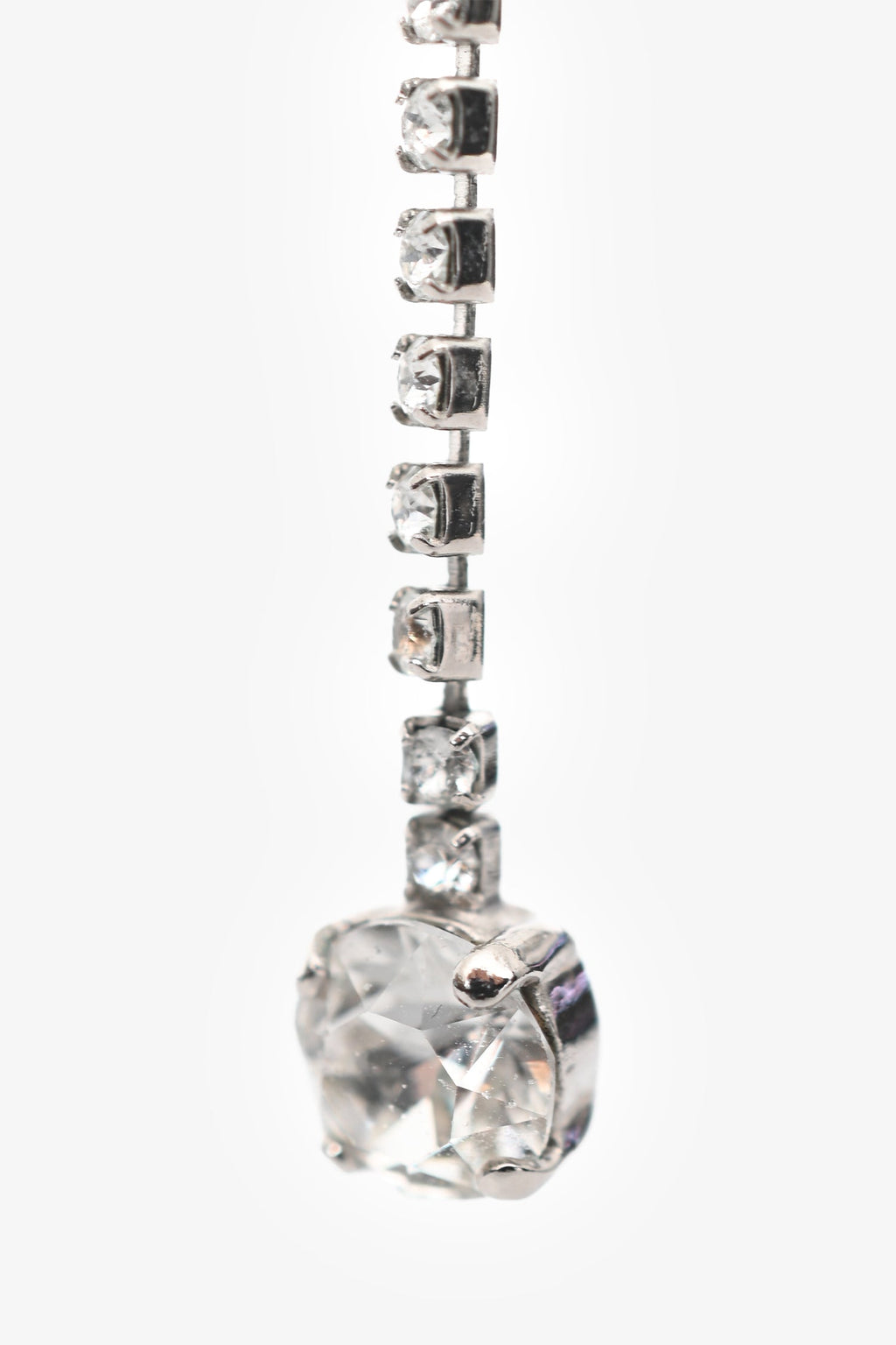 Pre-Loved Chanel™ 2018 Silver Tone Metal CC Crystal Ear Pendants