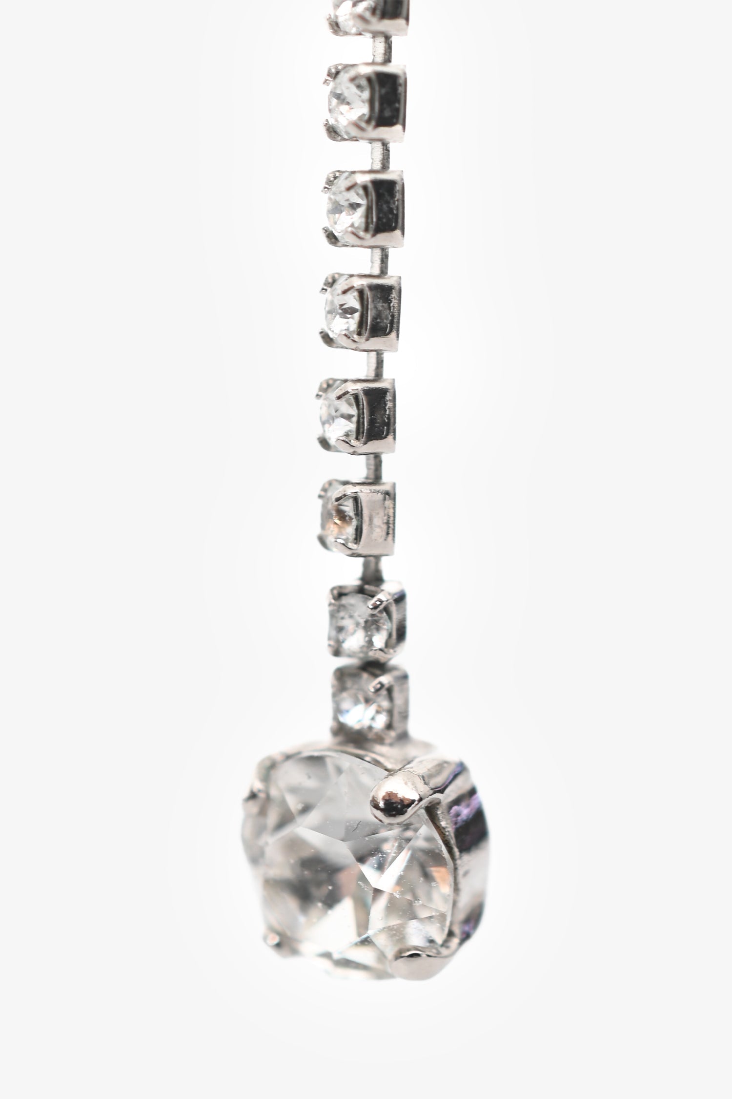 Pre-Loved Chanel™ 2018 Silver Tone Metal CC Crystal Ear Pendants