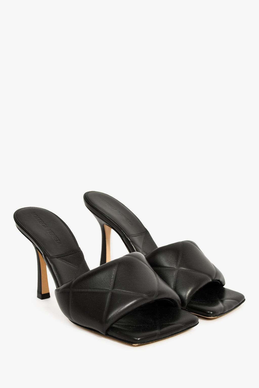 Bottega Veneta Black Intrecciato Padded Heeled Sandals Size 36