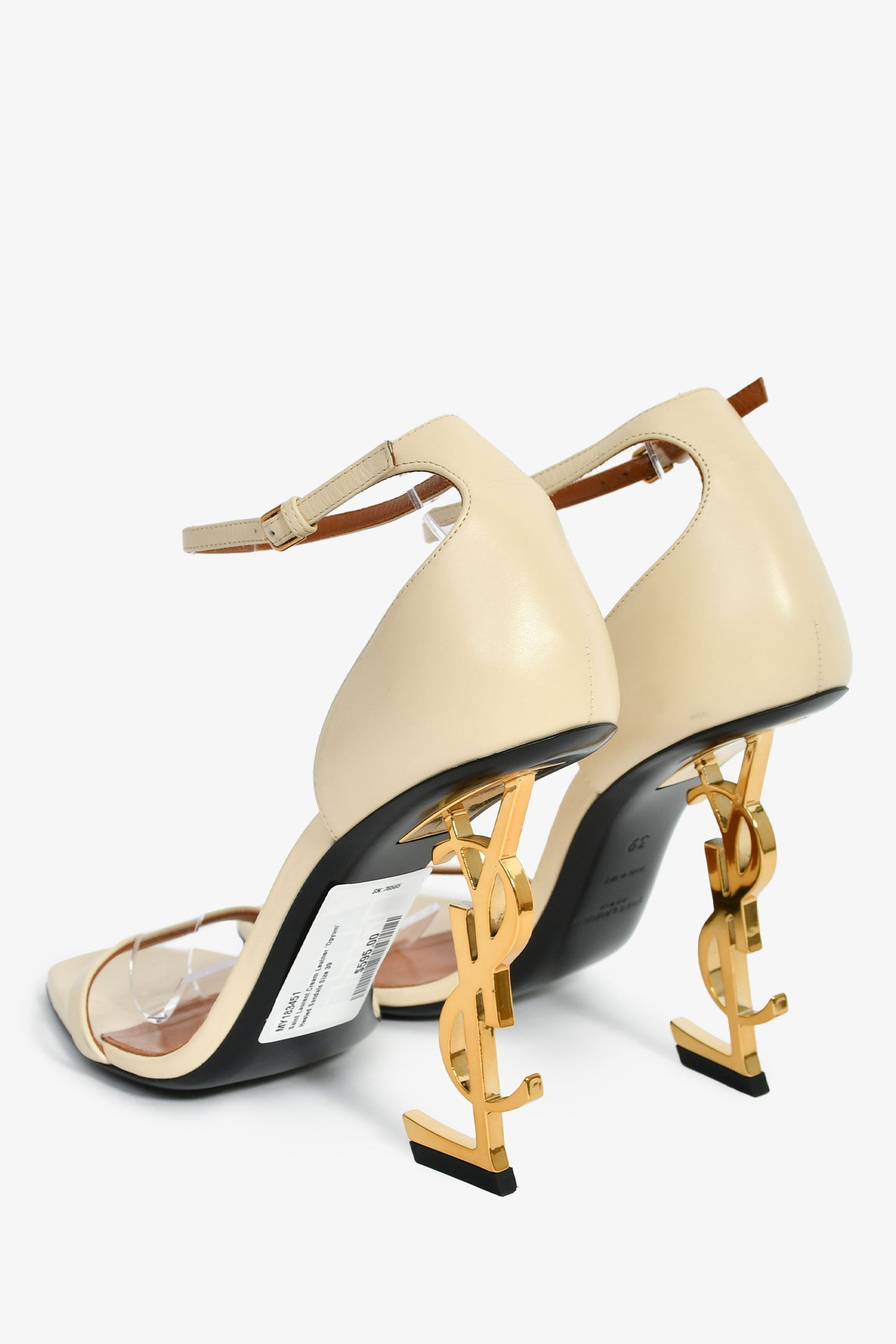 Saint Laurent Cream Leather 'Opyum' Heeled Sandals Size 39