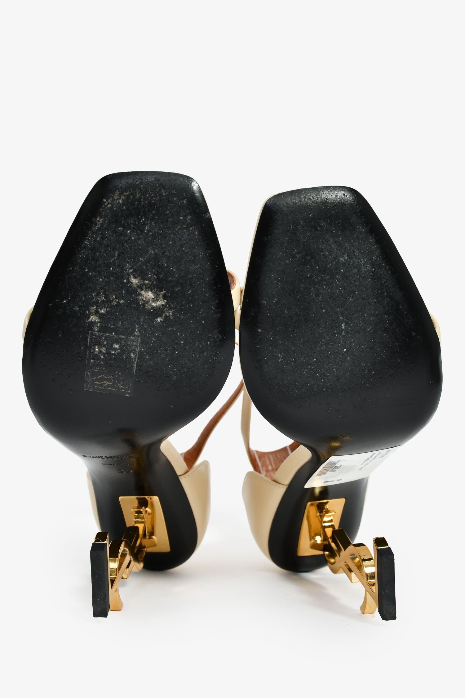 Saint Laurent Cream Leather 'Opyum' Heeled Sandals Size 39