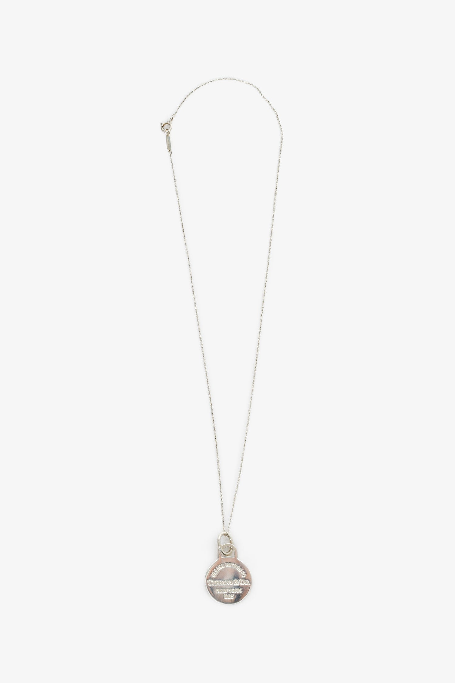 Tiffany & Co. Sterling Silver Round Tag Pendant Necklace