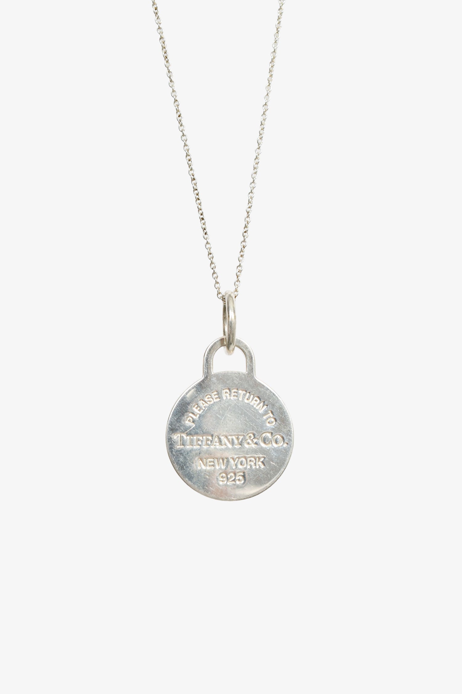 Tiffany & Co. Sterling Silver Round Tag Pendant Necklace