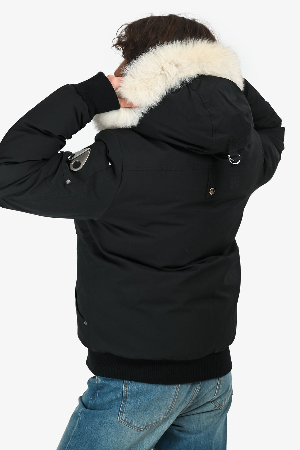 Moose Knuckle Black Fur Hooded Down Parka Jacket Size M