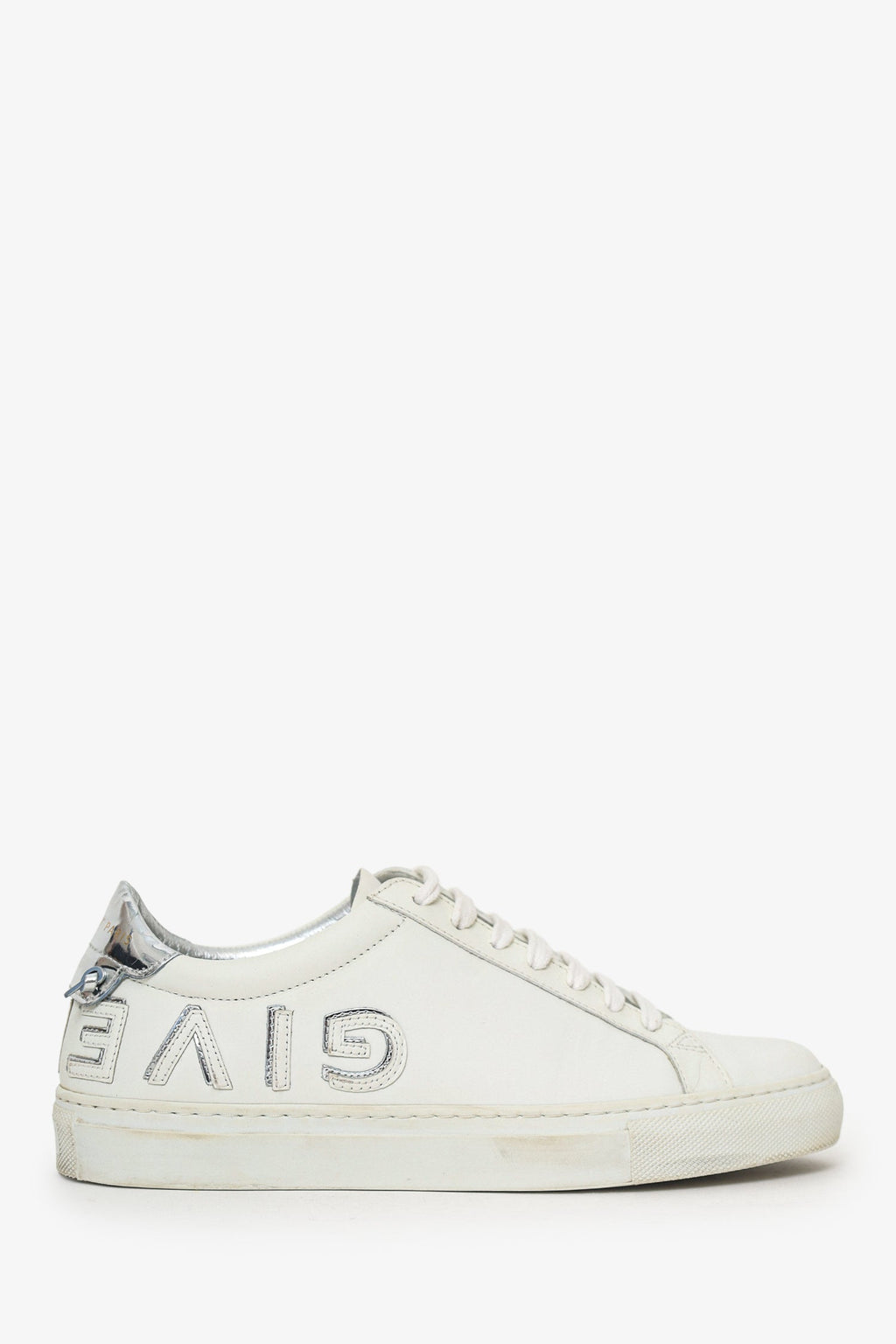 Givenchy White/Silver Leather Low Top Sneakers Size 37.5