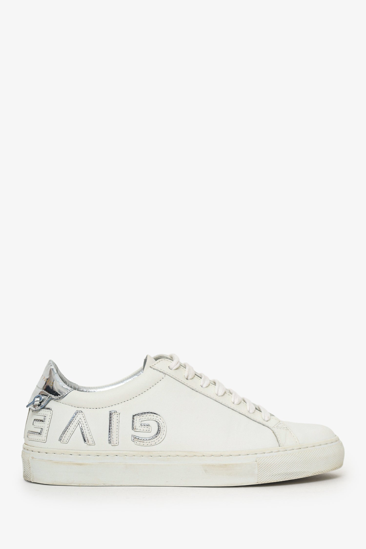 Givenchy White/Silver Leather Low Top Sneakers Size 37.5