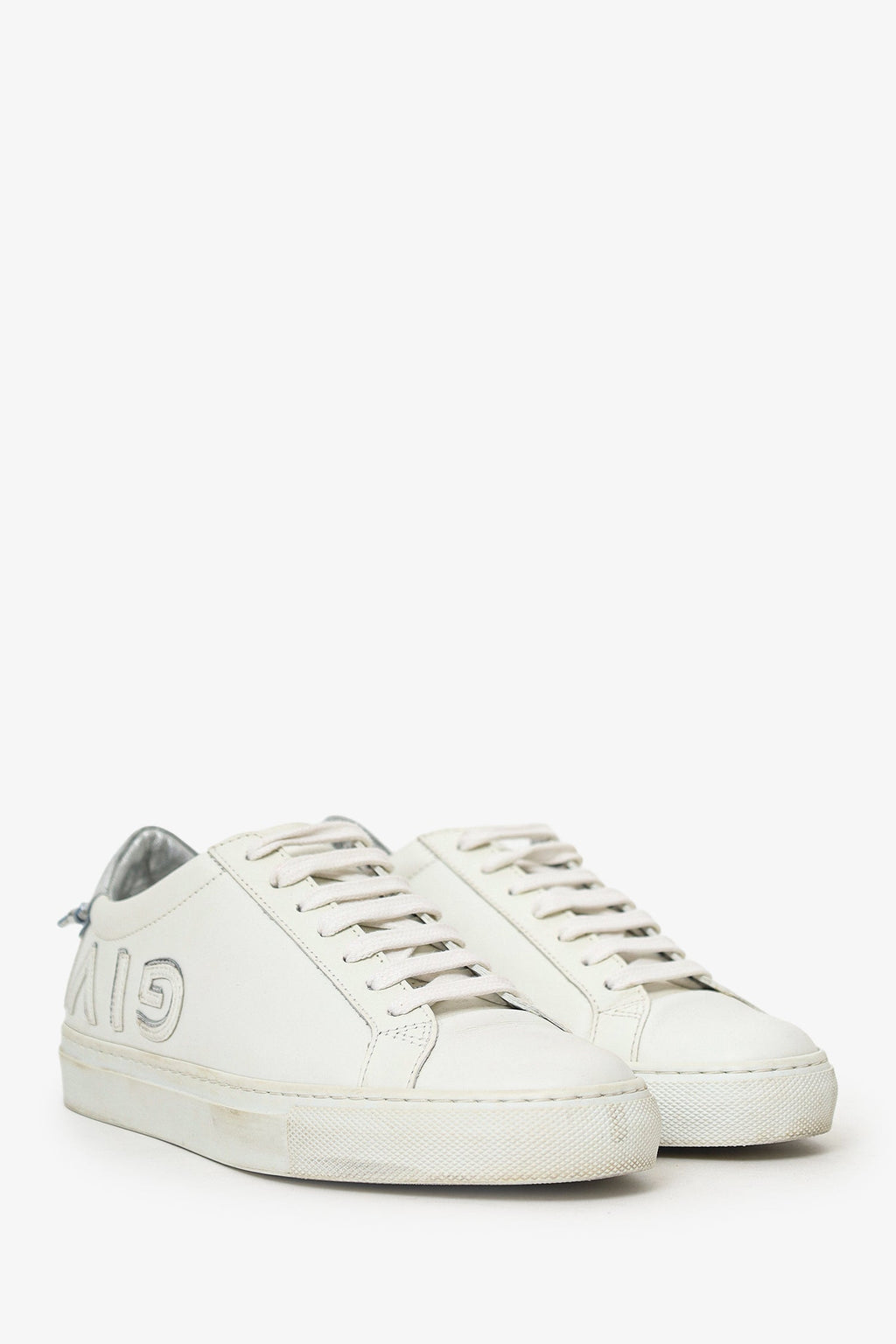 Givenchy White/Silver Leather Low Top Sneakers Size 37.5