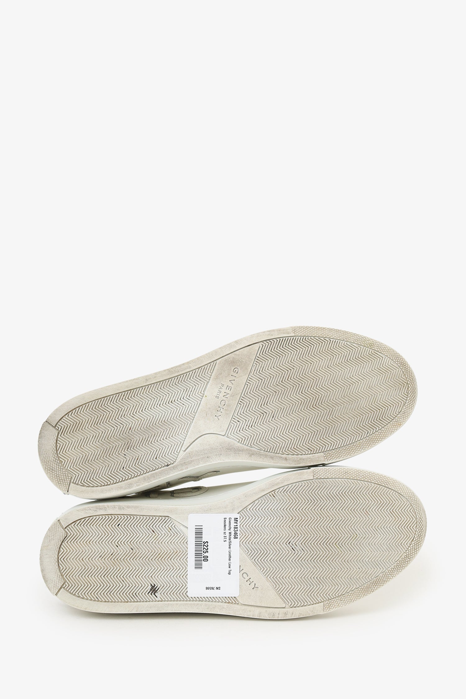 Givenchy White/Silver Leather Low Top Sneakers Size 37.5