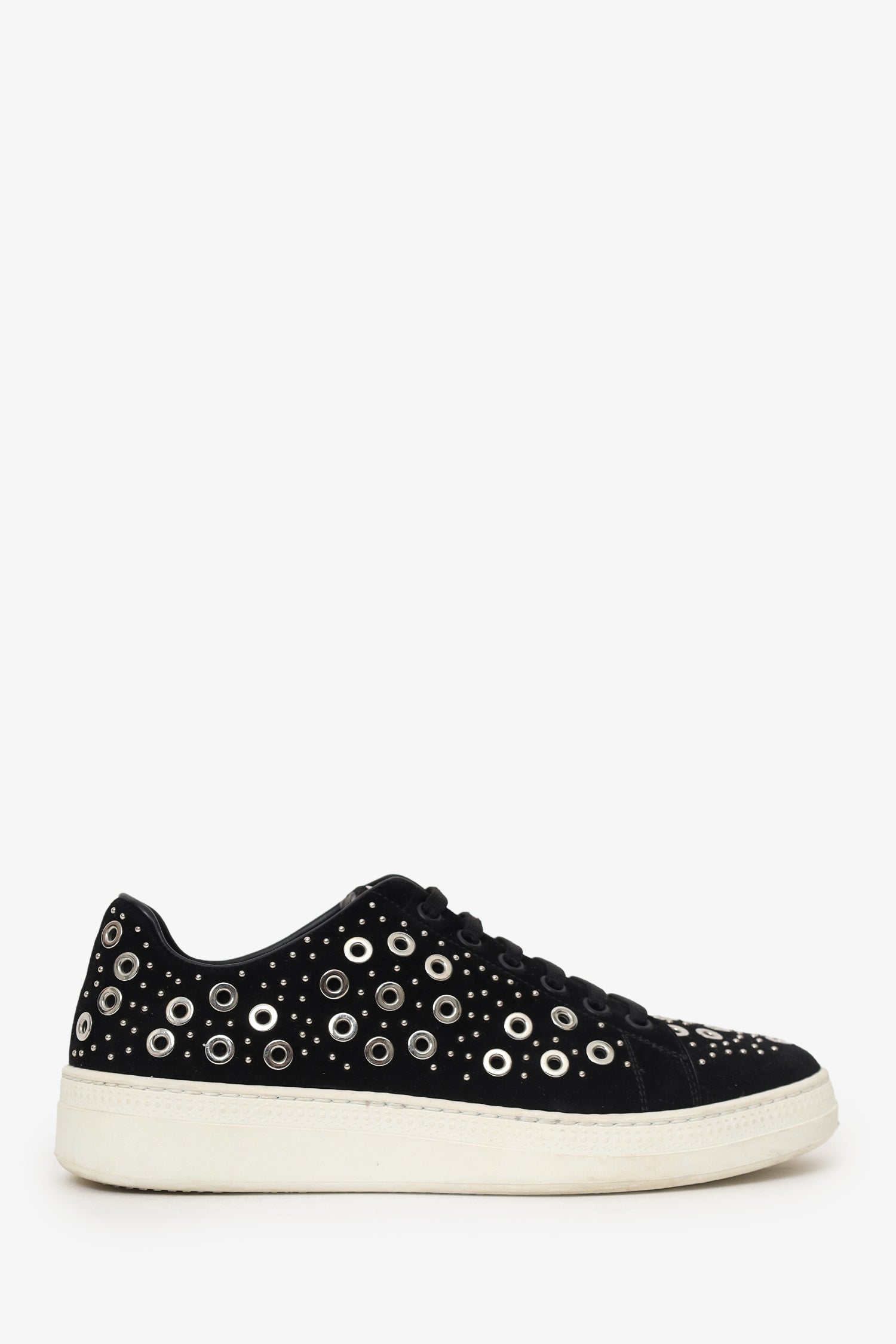 Alaia Black Suede Studded Low Top Sneakers Size 37