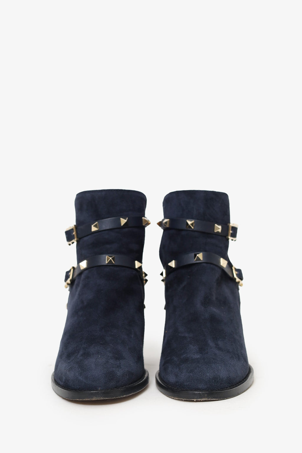 Valentino Navy Suede Rockstud Ankle Boots Size 38