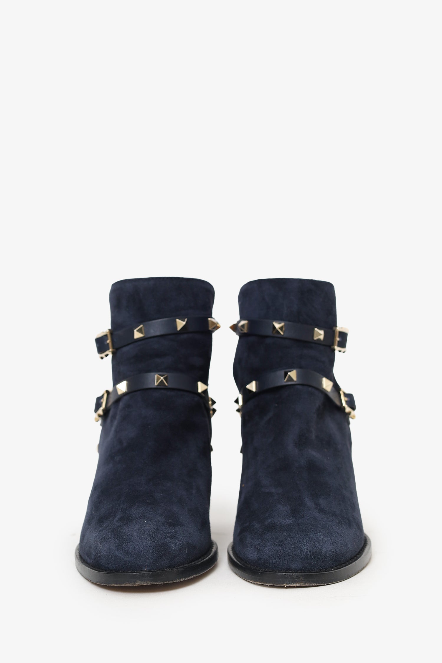 Valentino Navy Suede Rockstud Ankle Boots Size 38