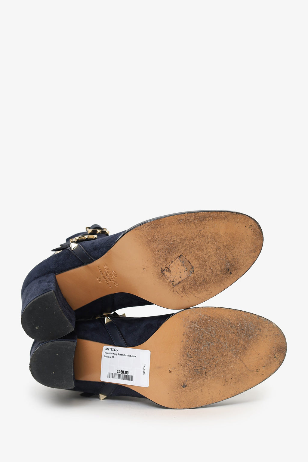 Valentino Navy Suede Rockstud Ankle Boots Size 38