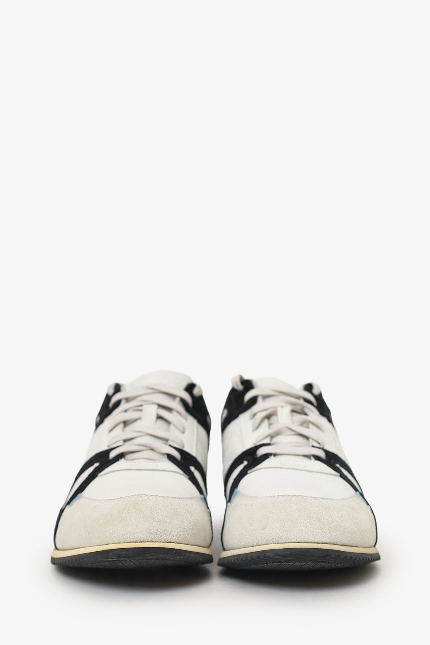 Pre-Loved Chanel™ White/Blue Leather Sneakers Size 39