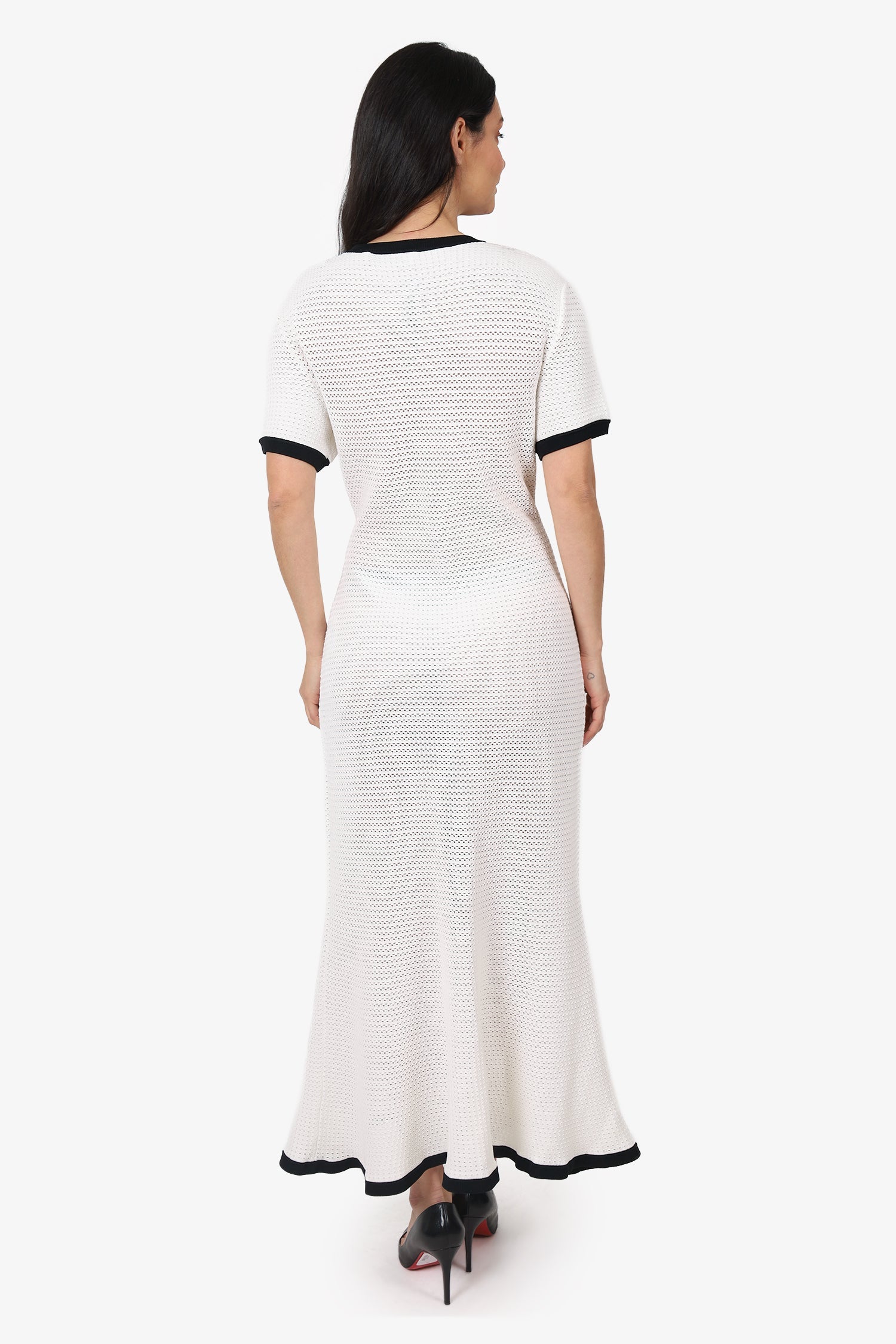 Self Portrait White/Black Knit Long Dress Size L