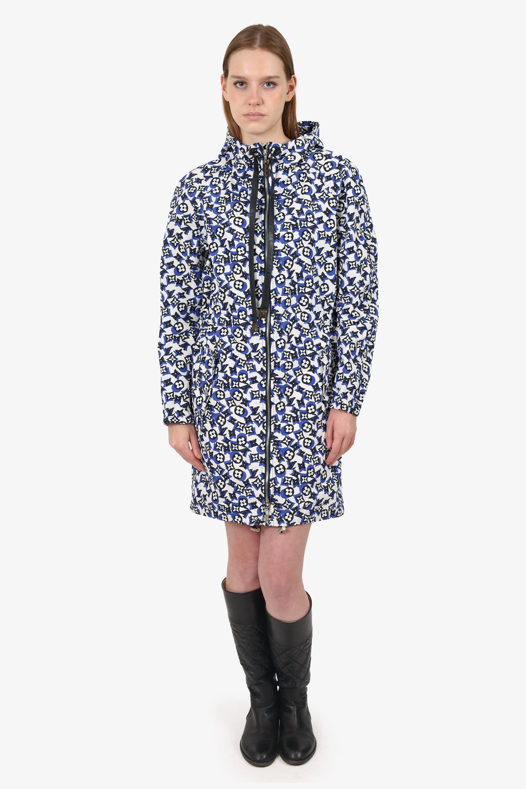 Louis Vuitton White/Blue Logo Rain Jacket Size 36