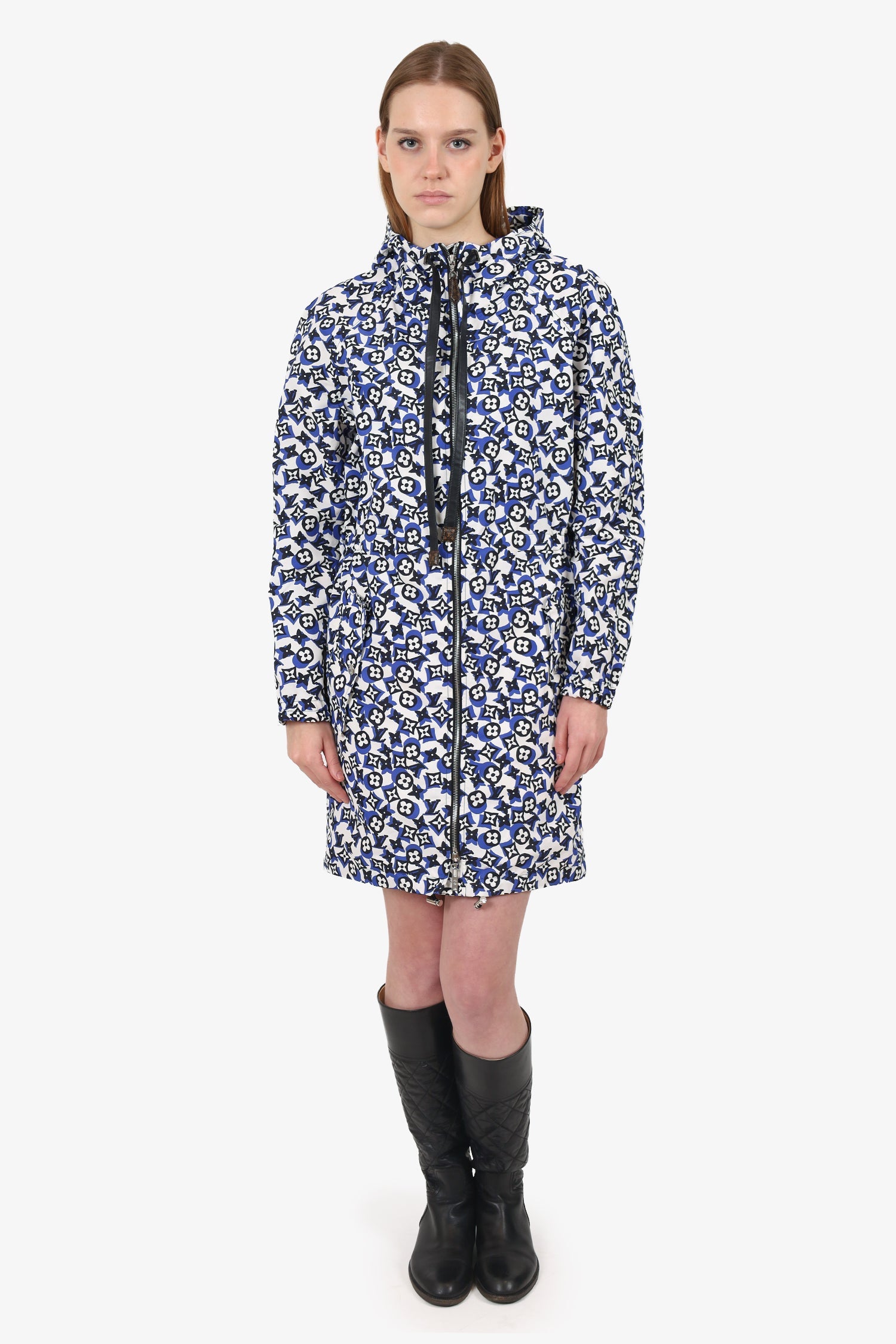 Louis Vuitton White/Blue Logo Rain Jacket Size 36