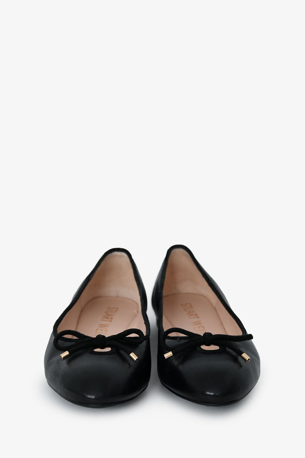 Stuart Weitzman Black Leather Bow Ballet Flats Size 6