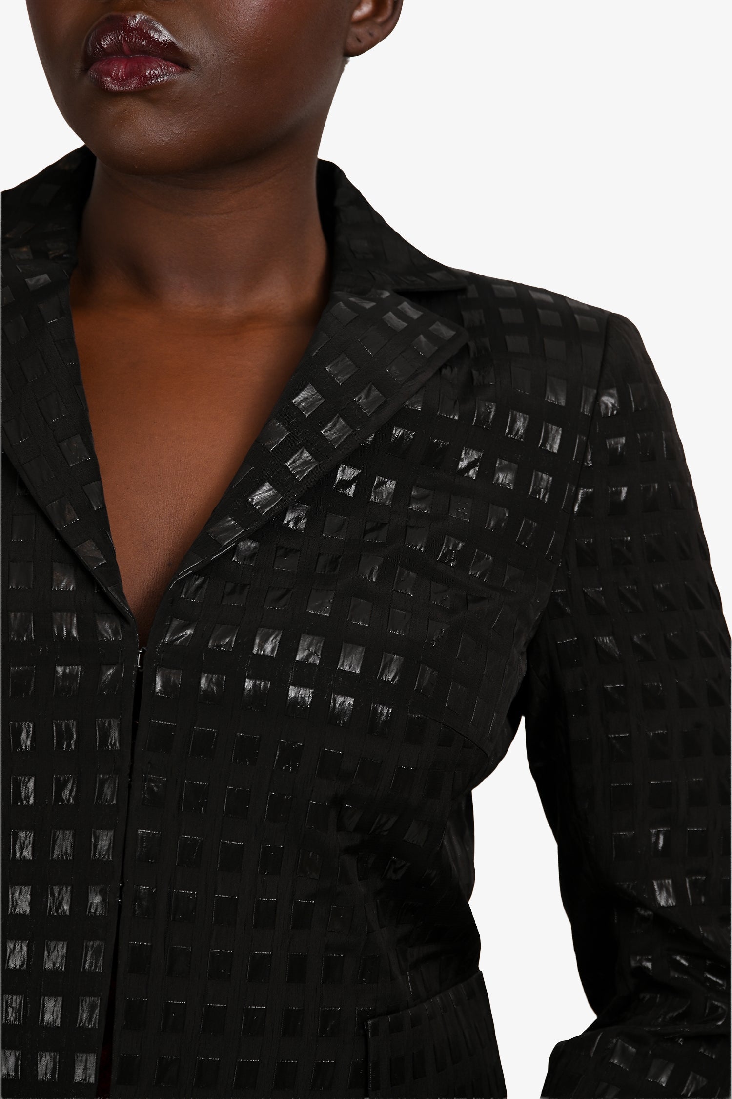 Akris Punto Black Metallic Flap Pocket Blazer Size 10