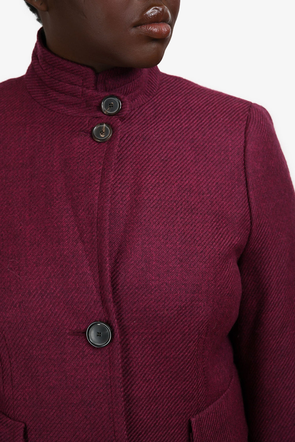Akris Punto Plum Wool Mock Neck Jacket Size 14