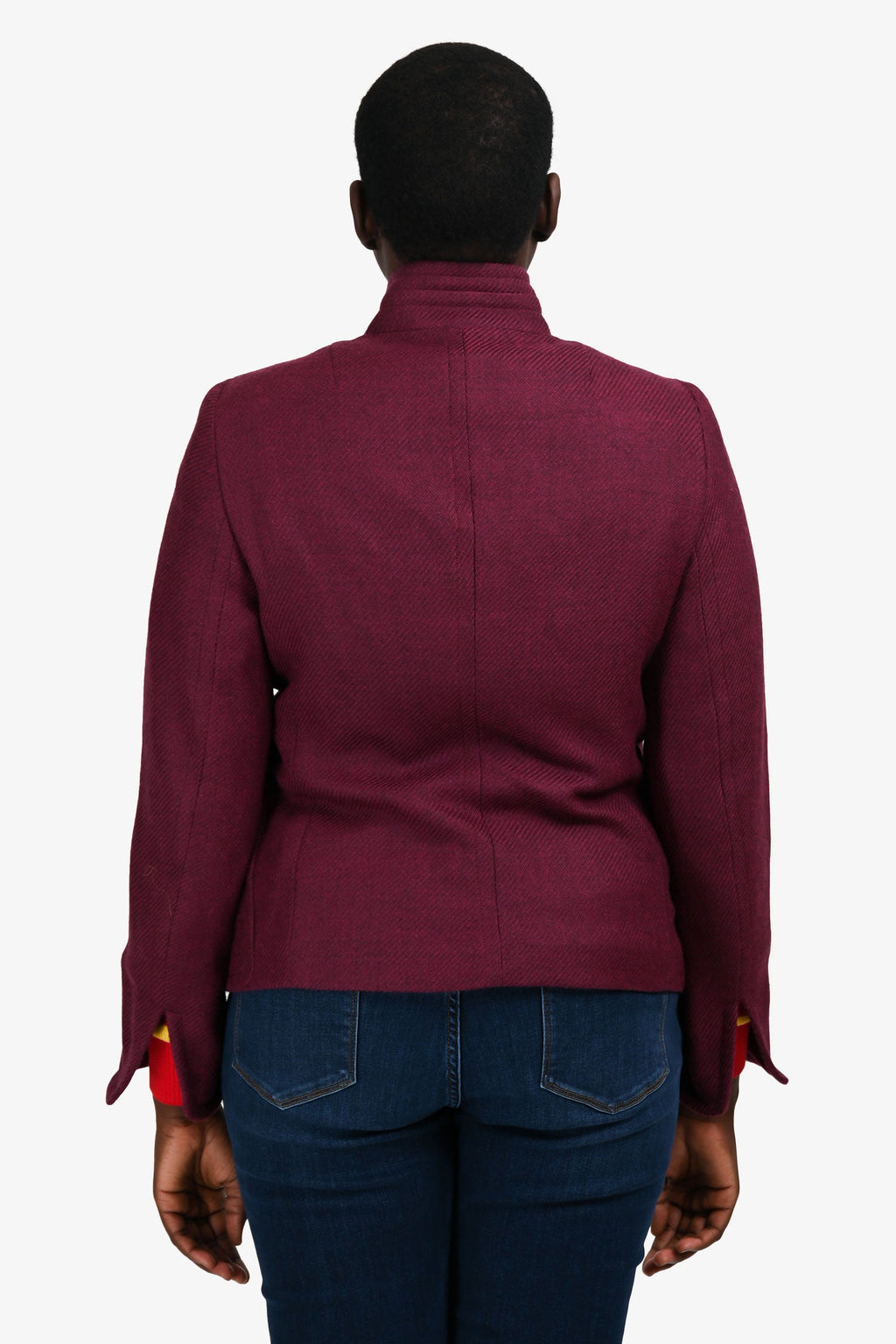 Akris Punto Plum Wool Mock Neck Jacket Size 14