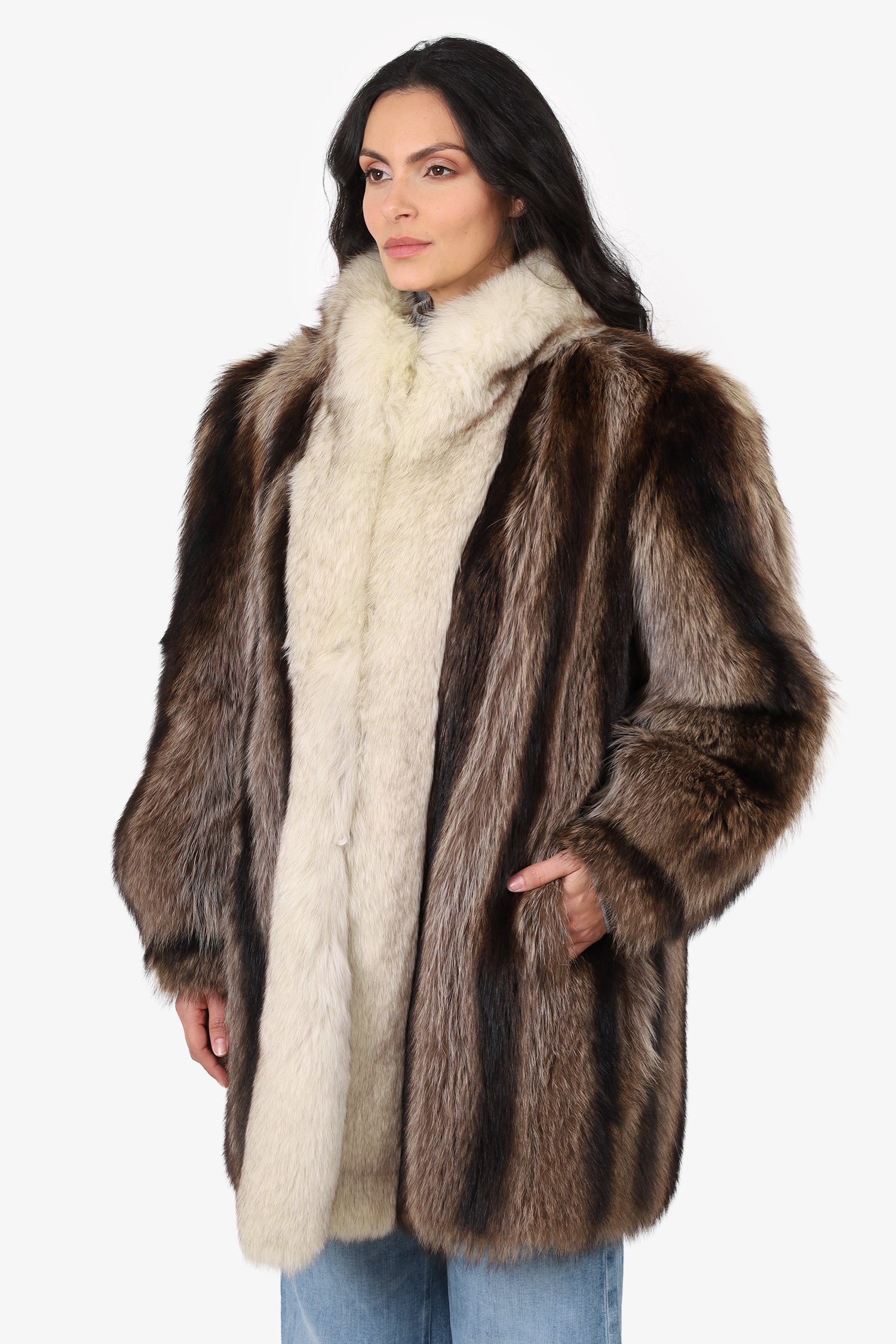 Vintage Tanuki/Fox Fur Coat Estimated Size S