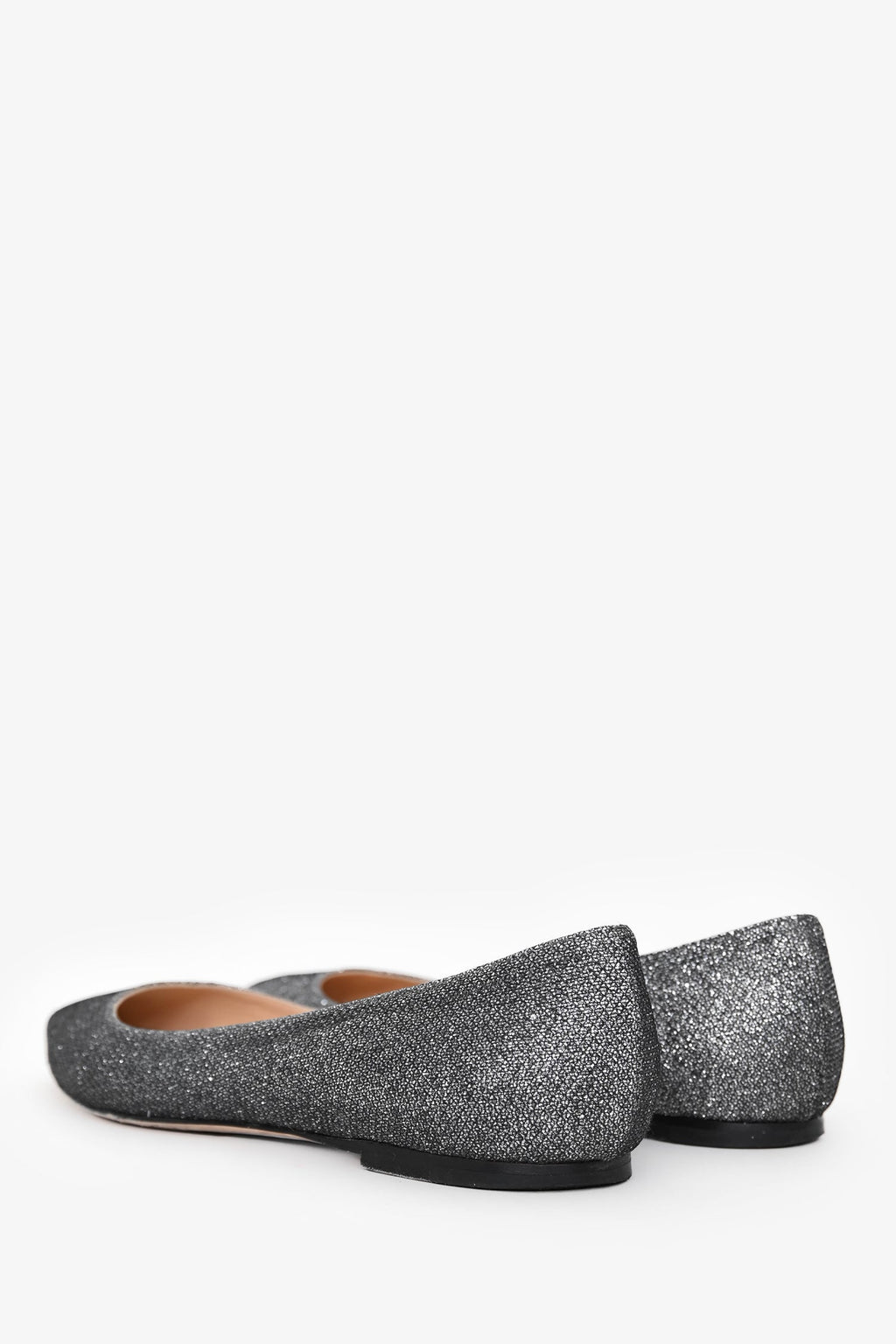 Jimmy Choo Grey Sparkled Pointed Toe Flats Size 38
