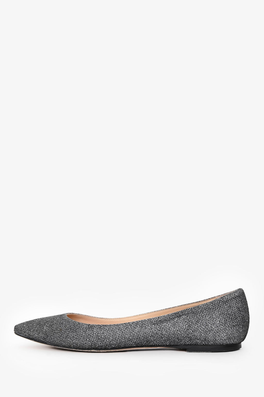 Jimmy Choo Grey Sparkled Pointed Toe Flats Size 38