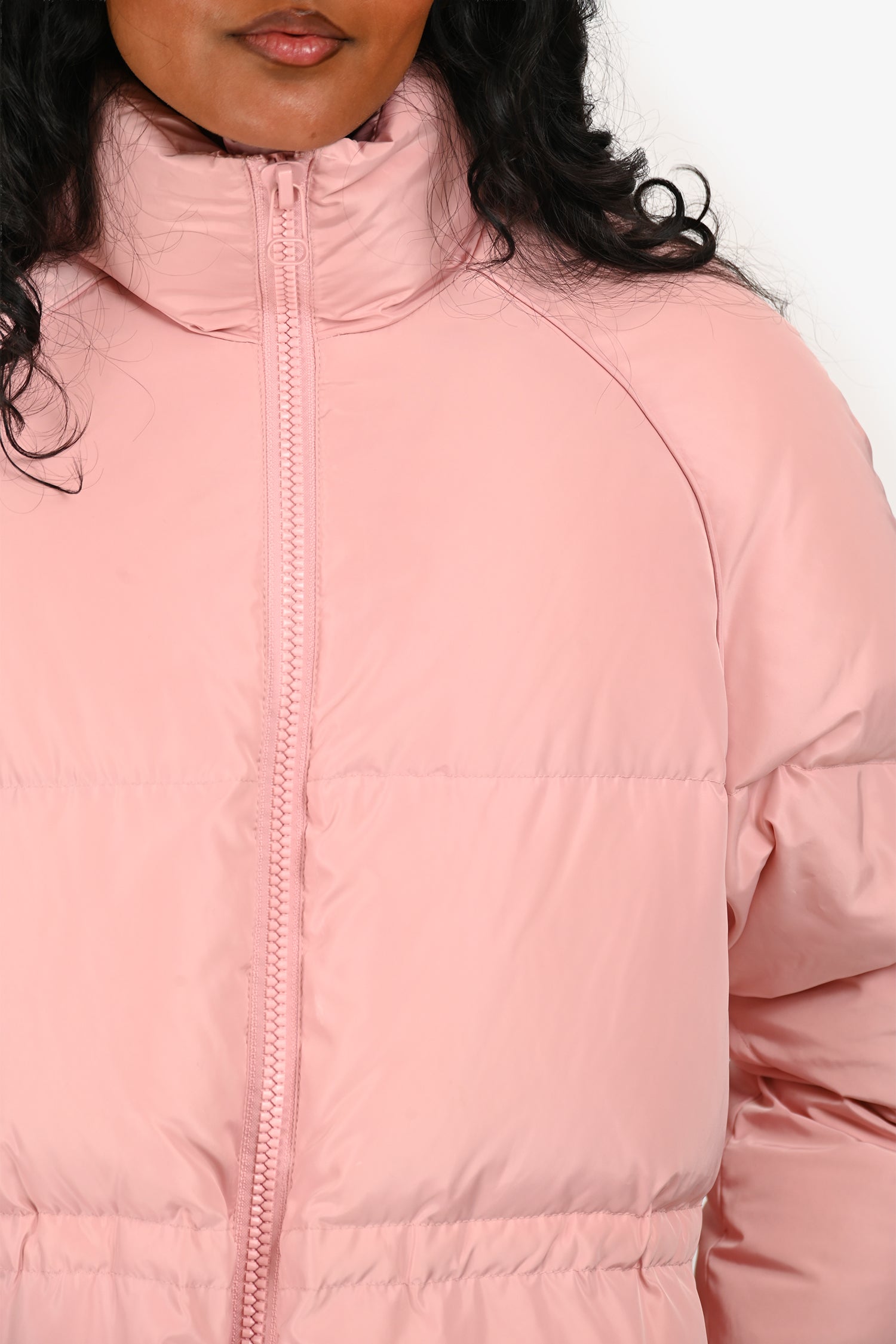 Ganni Pink High Neck Down Puffer Zip-Up Jacket Size 36