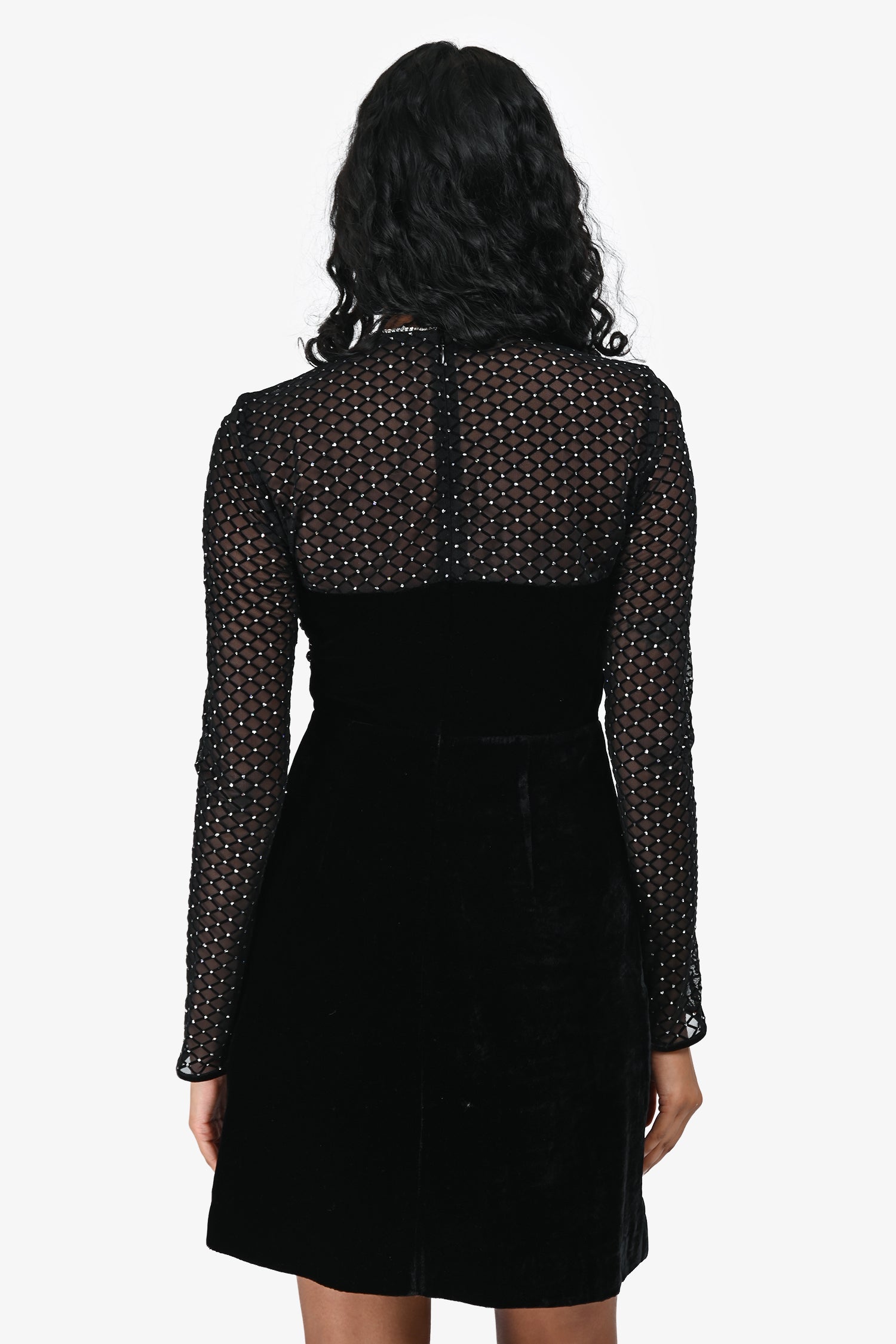 Sandro Black Velvet 'Karlie' Embellished Illusion Dress Size 34