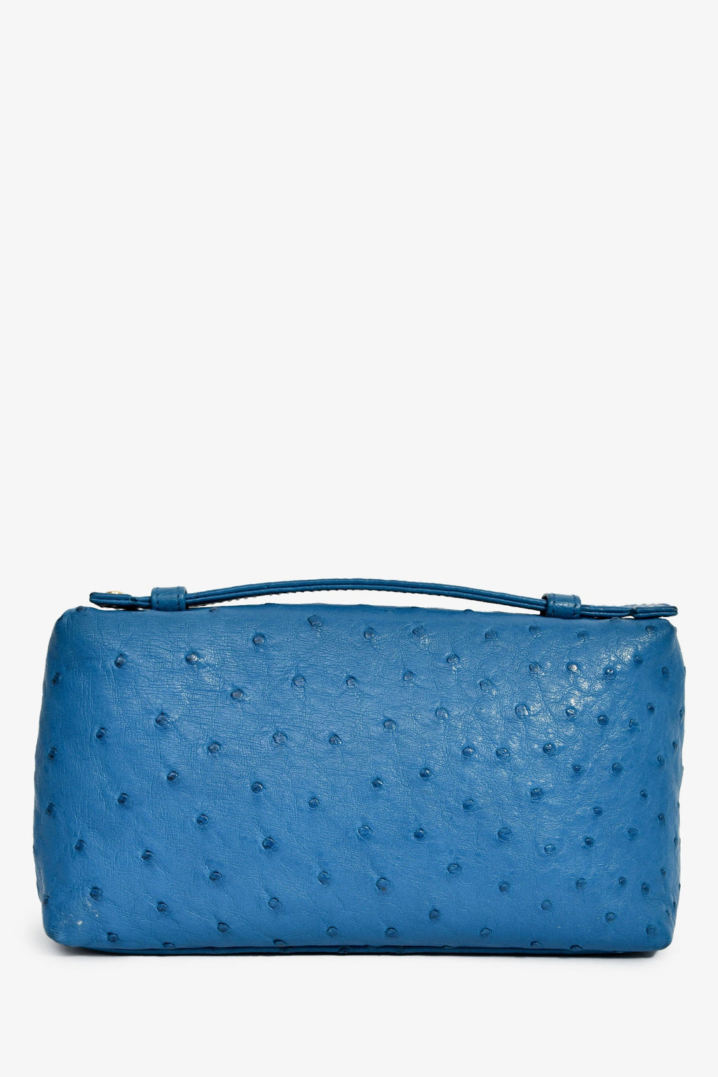 Loro Piana Blue Ostrich Leather L19 Top Handle Bag
