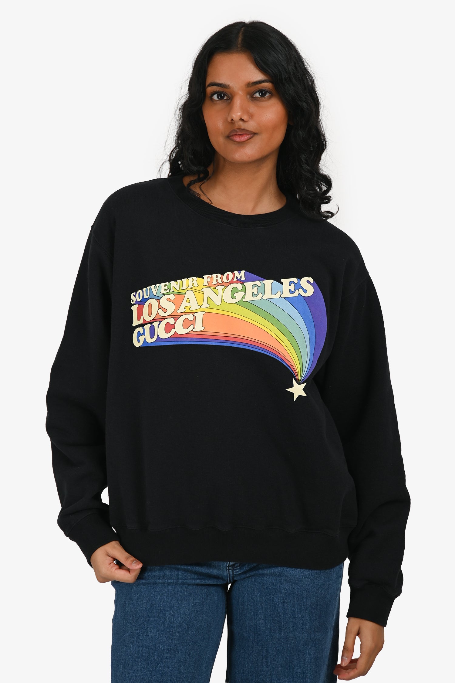 Gucci Black Cotton 'Souvenir from Los Angeles' Graphic Crewneck Sweater Size S