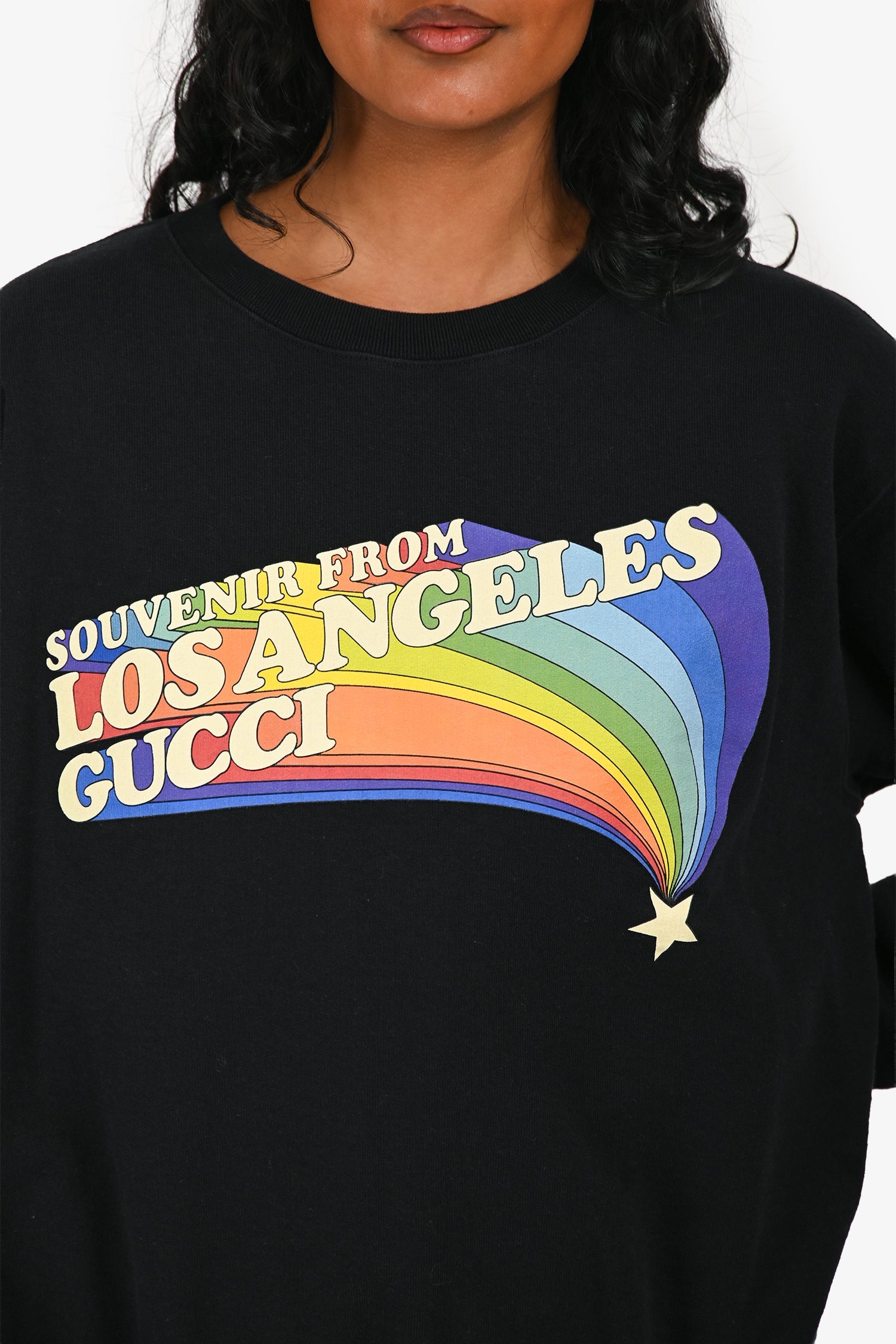 Gucci Black Cotton 'Souvenir from Los Angeles' Graphic Crewneck Sweater Size S