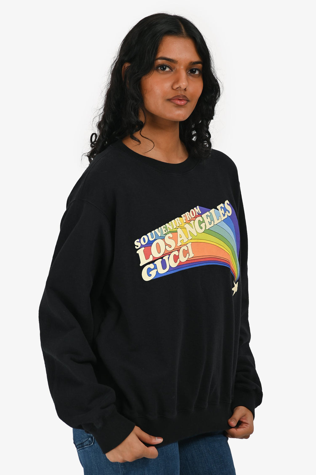 Gucci Black Cotton 'Souvenir from Los Angeles' Graphic Crewneck Sweater Size S