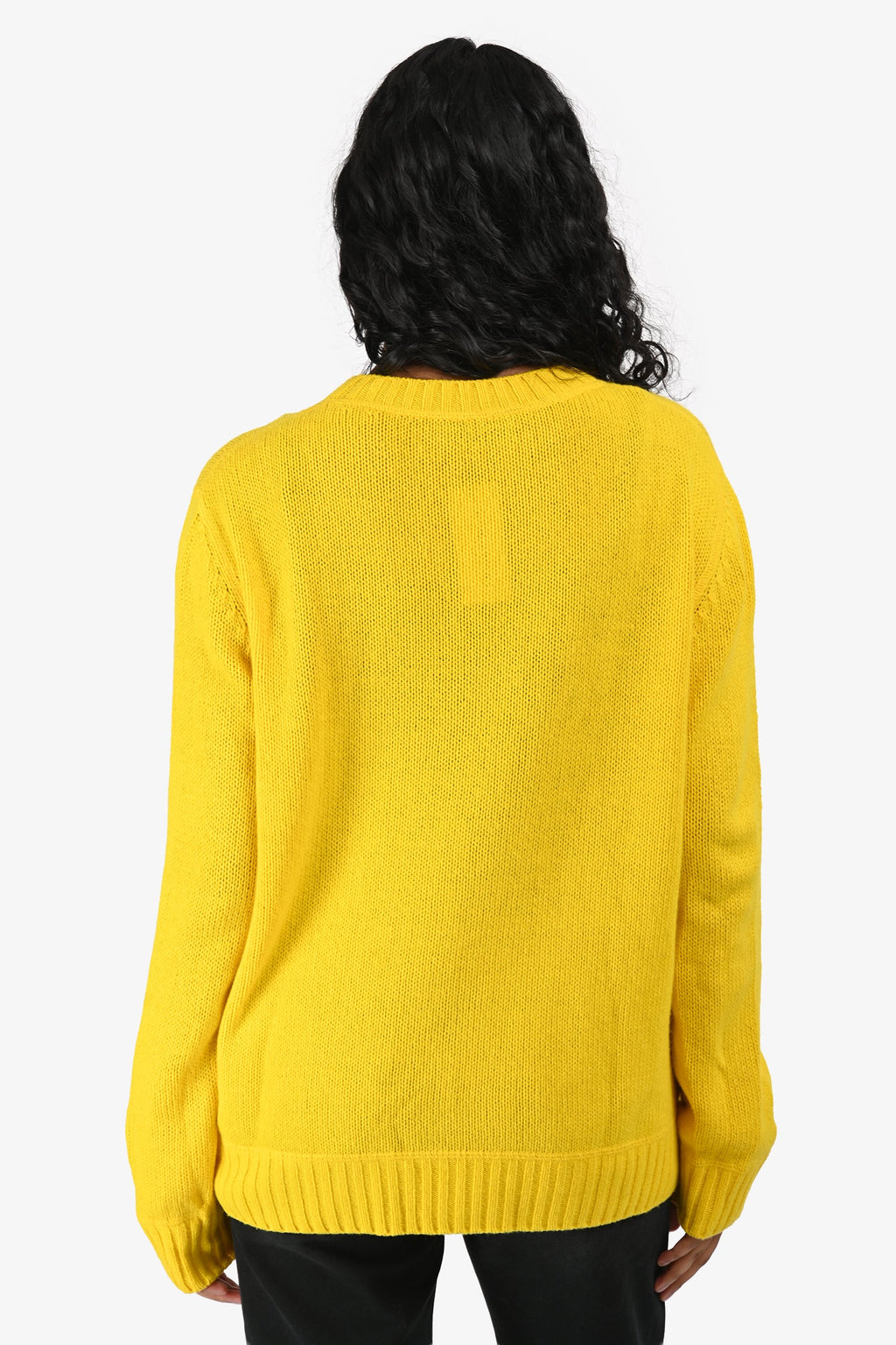 Prada Yellow Wool/Cashmere Logo Sweater Size 42