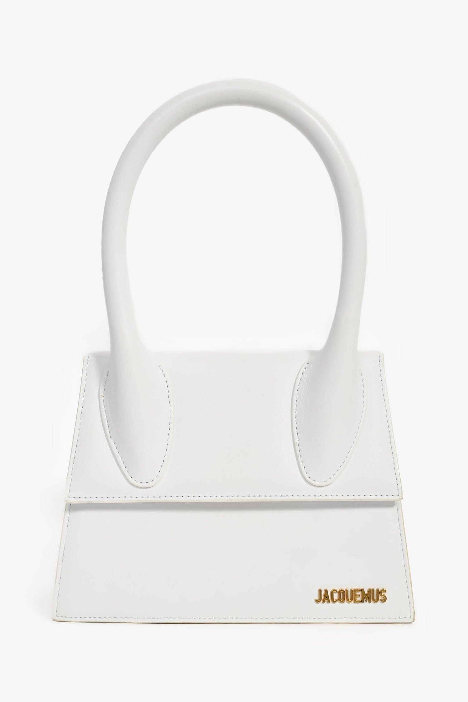 Jacquemus White Leather 'Le Grand Chiquito' Shoulder Bag with Strap