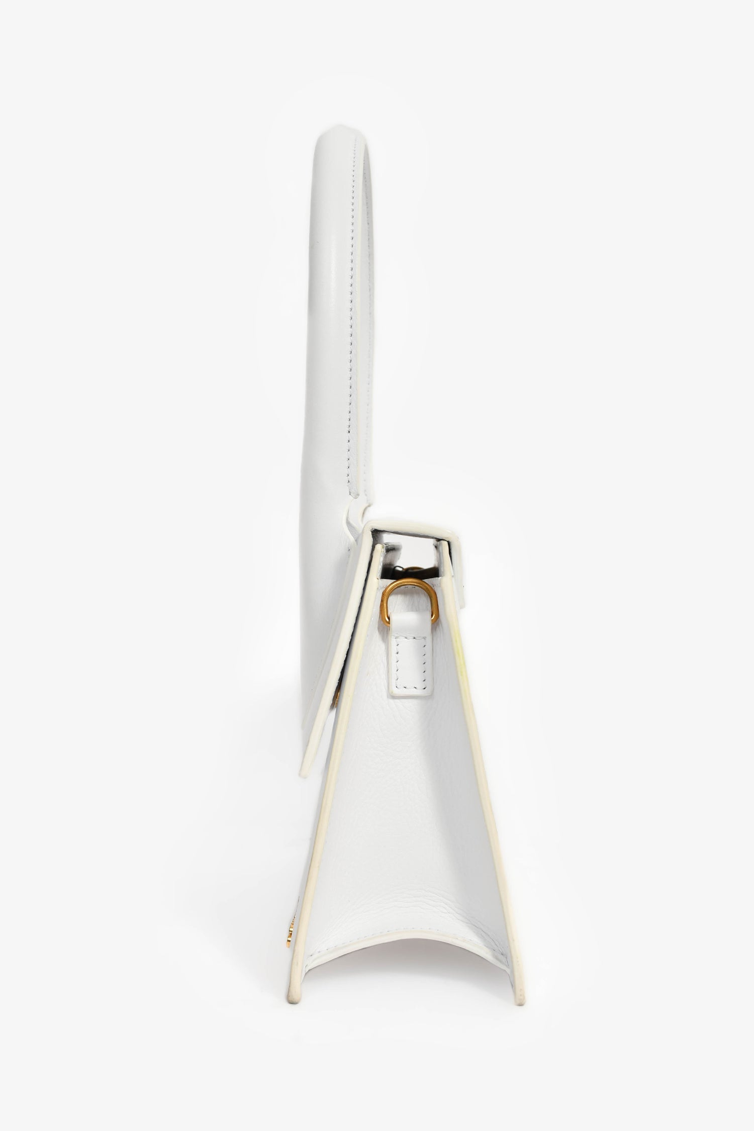 Jacquemus White Leather 'Le Grand Chiquito' Shoulder Bag with Strap