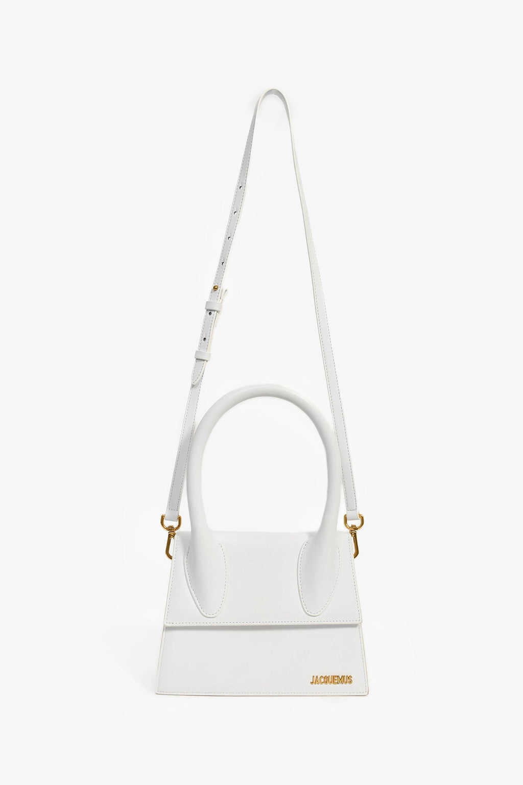 Jacquemus White Leather 'Le Grand Chiquito' Shoulder Bag with Strap