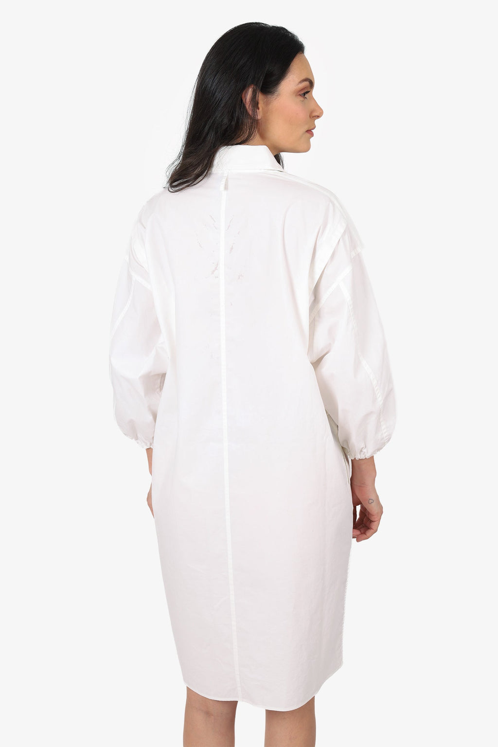 Hermès White Poplin Toggle Detail Dress Estimated Size M