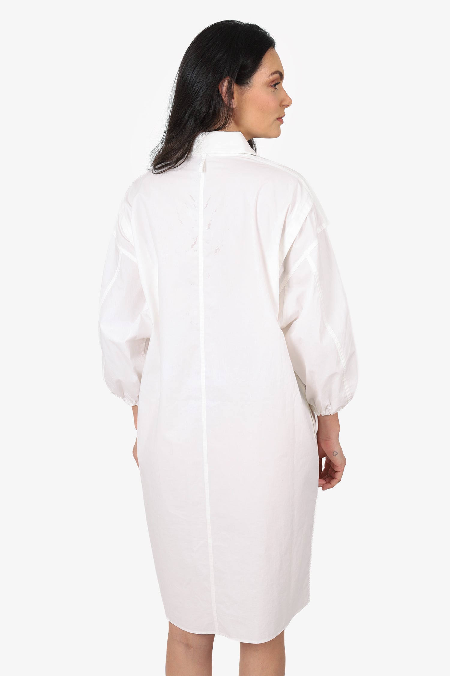 Hermès White Poplin Toggle Detail Dress Estimated Size M
