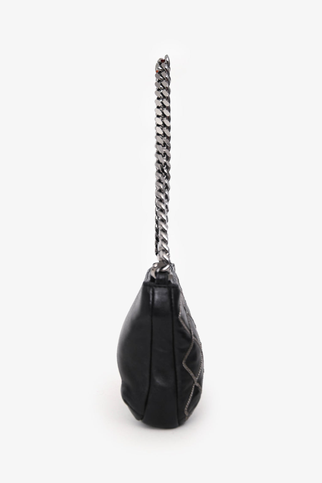 Pre-Loved Chanel™ 2004/05 Black Leather Chain Stitch Pochette Shoulder Bag